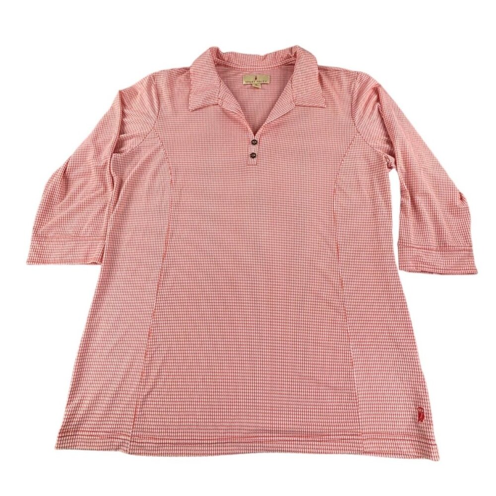 Sport Haley Shirt Womens XL Red & White Checkered Polo Golf